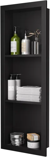 Miniatura 13 de Nicho de ducha de acero inoxidable de 12 x 24 pulgadas, estantes individuales impermeables, organizador de baño sin azulejos, estante de pared