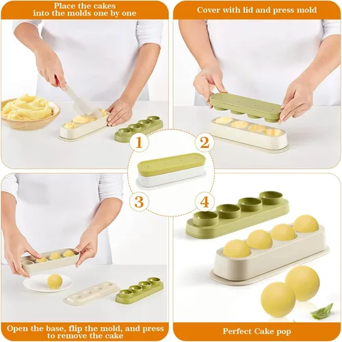 Miniatura 4 de Kit de 301 moldes redondos para tartas, 4 cavidades circulares para hacer pasteles, cortador de prensa y empujador, palitos y envoltorios, lazos