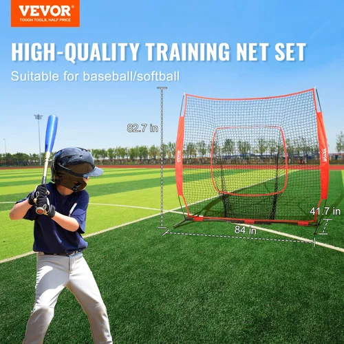 Miniatura 2 de VEVOR 7x7ft Baseball Softball Practice Net, Portable Baseball Training Net for Hitting Batting Catching Pitching, Backstop Baseball Equipment