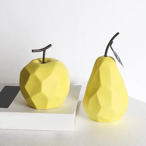 Miniatura 3 de BESPORTBLE Figuras de frutas de cerámica Escultura geométrica de manzana Escultura de cerámica Fruta de cerámica para el hogar Pantalla de cerámica