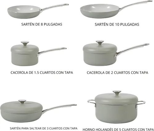 Miniatura 3 de Sur La Table Kitchen Essentials Potluck Porch - Juego de 10 Piezas de Ollas y Sartenes de Aluminio Forjado con Interior Cerámico Antiadherente Libre