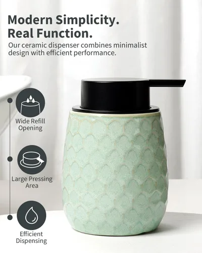 Miniatura 3 de Dispensador de jabón espumoso, dispensador de jabón de manos de espuma de cerámica de 12 onzas con diseño de panal para cocina o baño, dispensador