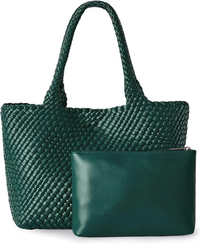 Miniatura 14 de Bolso de hombro tejido para mujer, asa superior de moda, piel vegana suave