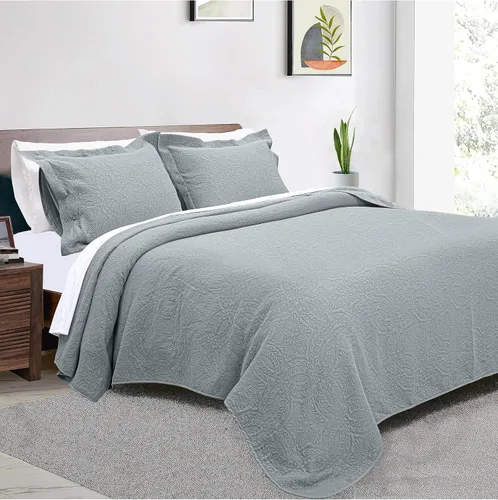 Miniatura 8 de Threadmill Juego de edredón individual – Ropa de cama de algodón y bambú suave y ligera juego de edredón de verano de 2 piezas – Colcha de diseño