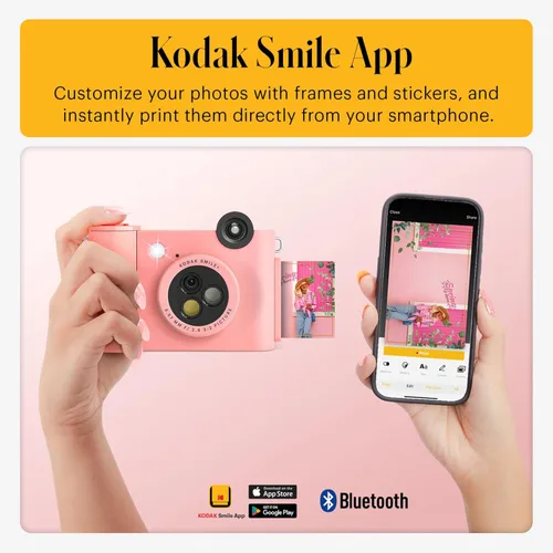 Miniatura 4 de KODAK Smile+ Paquete de regalo para cámara digital instantánea 2 en 1 e impresora fotográfica + estuche + paquete de 20 papel fotográfico Zink