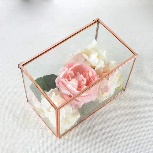 Miniatura 6 de erddcbb Caja rectangular para joyas en el pecho de cristal, estilo europeo, joyería a la moda, caja de baratijas