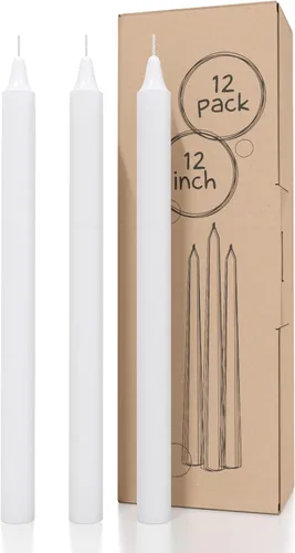 Miniatura 54 de CANDWAX Paquete de 12 velas cónicas rojas – Velas rectas sin goteo de combustión lenta sin perfume de 12 pulgadas – Ideal para mesa de comedor – Rojo