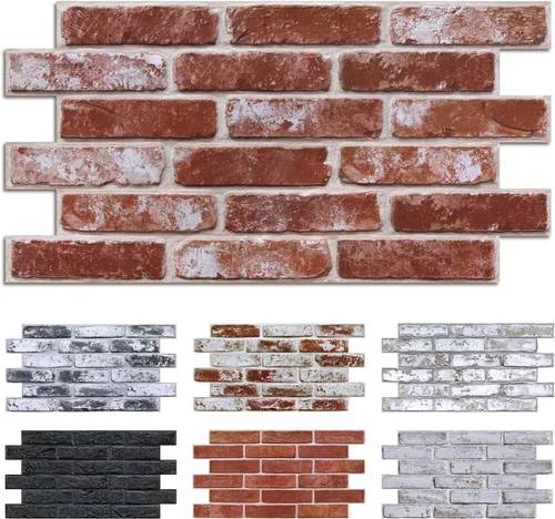 Miniatura 17 de Commomy Paneles de pared 3D de ladrillo sintético, 12 piezas de 22.8 x 11.8 pulgadas, azulejos finos y adhesivos de PVC UrltraLight para cocina