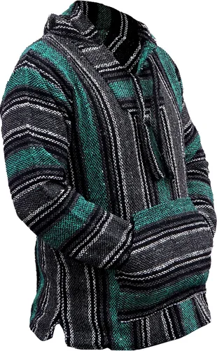 Miniatura 2 de Del Mex Sudadera mexicana estilo baja, poncho tipo sudadera con capucha, diseño de surf, estilo hippie, jerga