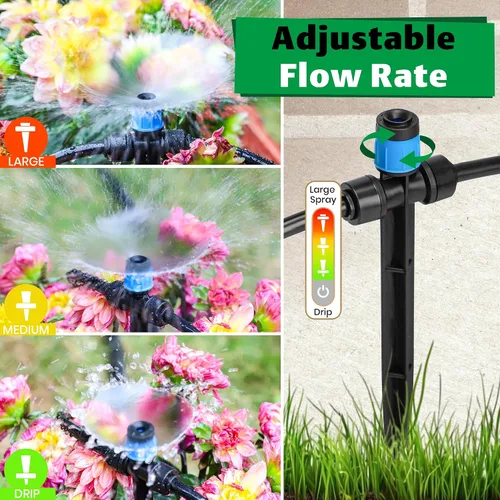 Miniatura 5 de MIXC 20 piezas de emisores de riego por goteo de dos vías de conexión rápida para tubos de riego por goteo de 1/4" - Emisores de goteo ajustables