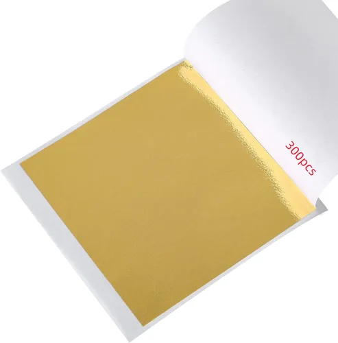 Miniatura 9 de 100 hojas de hojas de imitación de oro. Las hojas de lámina dorada son adecuadas para arte, dorado, decoración, manualidades, imágenes, marcos