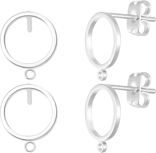 Miniatura 12 de Beebeecraft 1 caja, 20 aretes chapados en oro de 18 quilates con bucle, aretes geométricos de círculo simple con 20 piezas de mariposa para hacer
