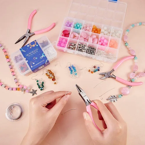 Miniatura 6 de SUNNYCLUE Alicates de punta de cadena de 5 pulgadas de largo con mandíbulas dentadas, mini alicates de precisión para proyectos de bricolaje