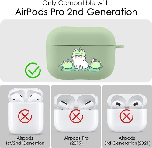 Miniatura 4 de Funda compatible con Airpods Pro de 2ª generación, linda funda para AirPods Pro 2, funda protectora con estampado de rana para mujeres y niñas