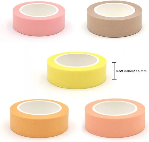 Miniatura 2 de Washi - Juego de cinta adhesiva, 5 rollos surtidos, cinta decorativa para escribir, para divertidos suministros de arte, álbumes de recortes