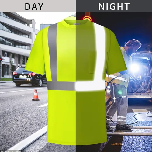 Miniatura 5 de Hi Vis - Camisetas de seguridad para hombre, reflectantes, de alta visibilidad, manga corta y larga, con bolsillo, paquete de 3 y 5
