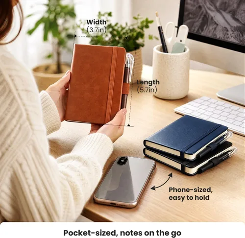 Miniatura 3 de AISBUGUR Cuaderno pequeño – Paquete de 3 cuadernos en total de 480 páginas – Cuadernos de bolsillo con bolígrafos para el trabajo – Cuaderno A6