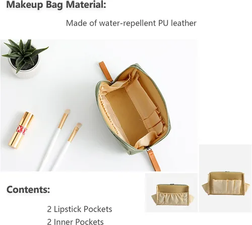 Miniatura 4 de Bolsa de belleza cosmética para el bolso de viaje práctico bolsa de maquillaje para mujeres niñas (), Un interior rojo