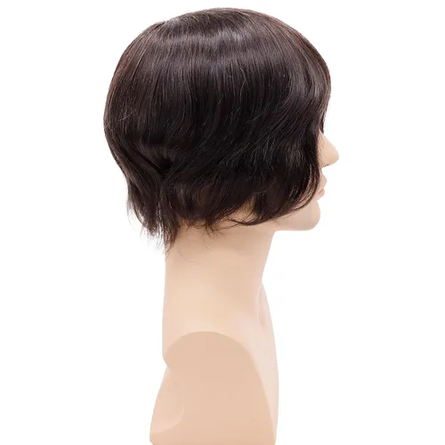 Miniatura 6 de Monofilamento de cabello humano fino para hombre, peluca de monofilamento NPU para hombre, 5 x 7 pulgadas, color marrón oscuro #3 #3 Color marrón
