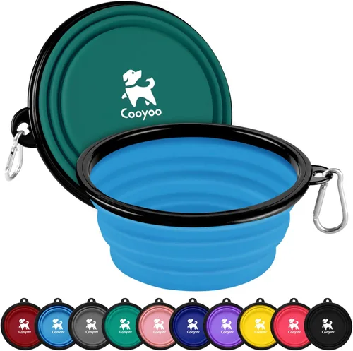 Miniatura 10 de COOYOO Cuenco plegable para perros, paquete de 2 cuencos plegables para agua para perros y gatos, plato portátil para alimentación de mascotas