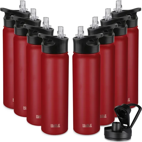 Miniatura 61 de HASLE OUTFITTERS Botella de agua aislada de 22 onzas, botella de agua de acero inoxidable de doble pared, boca ancha con tapa de popote y tapa
