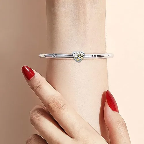 Miniatura 5 de Dijes de cuentas de corazón de amor con notas musicales doradas, compatibles con pulseras Pandora, regalos de joyería de cumpleaños para mujeres