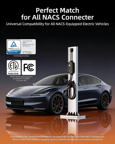 Miniatura 2 de Cargador EV NACS de nivel 2 de 40 amperios para carga móvil Tesla, 240 V, enchufe NEMA 14-50, cargador eléctrico portátil para automóvil con cable