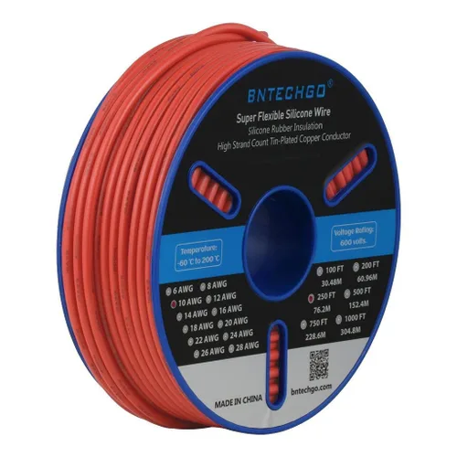 Miniatura 14 de BNTECHGO Carrete de alambre de silicona calibre 10 de 25 pies, alambre de cobre estañado trenzado de 10 AWG, color azul flexible