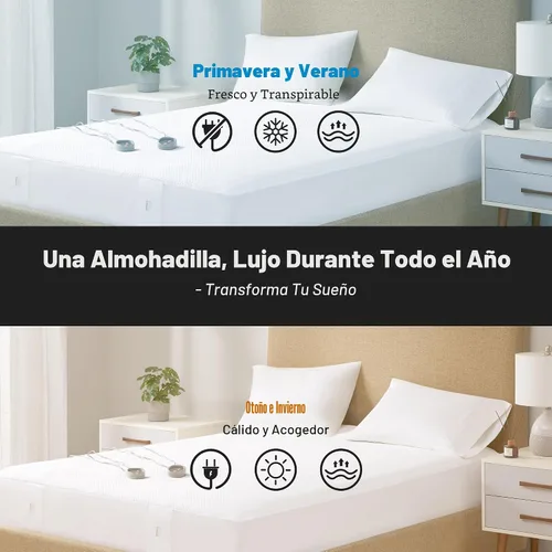 Miniatura 2 de Beautyrest Protector de colchón con calefacción King – Calentador de cama eléctrico fresco al tacto, funda para todas las estaciones, 5 niveles