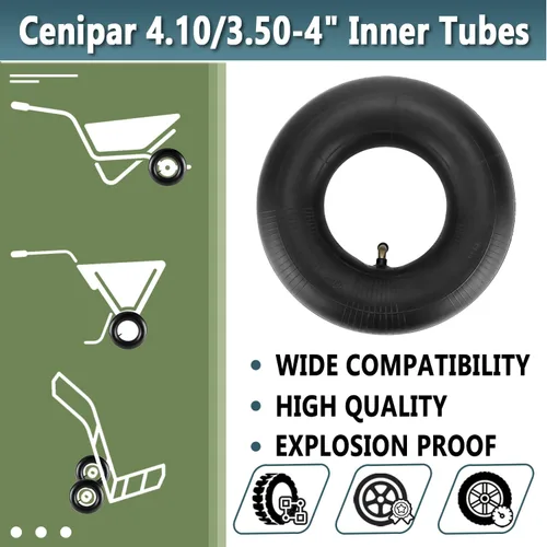Miniatura 4 de Cámaras de aire de 4.10/3.50-4" con vástago de válvula curvado TR87 (paquete de 2) por Cenipar Cámara de aire de repuesto resistente para llanta