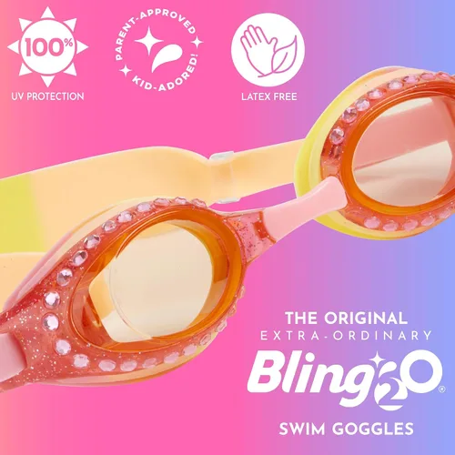 Miniatura 3 de Bling 2O Gafas de natación para niñas Strawberry Lemonade con diamantes de imitación para niños (edades 3+ en adelante) - Protección UV, sin látex