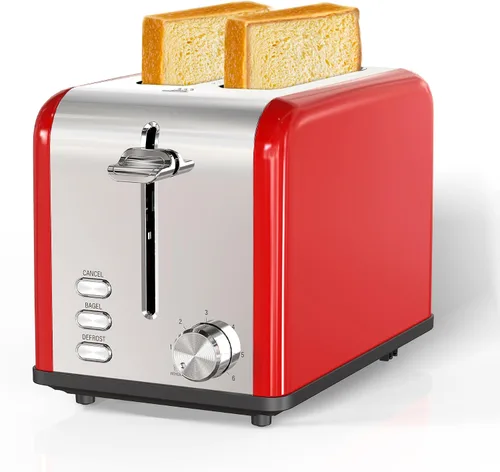 Miniatura 8 de Simple Deluxe Tostadora de 2 rebanadas, 3 funciones y 6 ajustes de tostado, ranura extra ancha y bandeja extraíble para migas, para pan y gofre