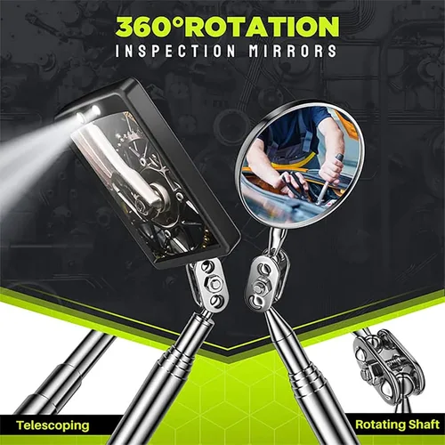 Miniatura 5 de Juego de herramientas de recogida magnética telescópica, telescopio de espejo de inspección, linterna LED, accesorios geniales para hombres, regalo