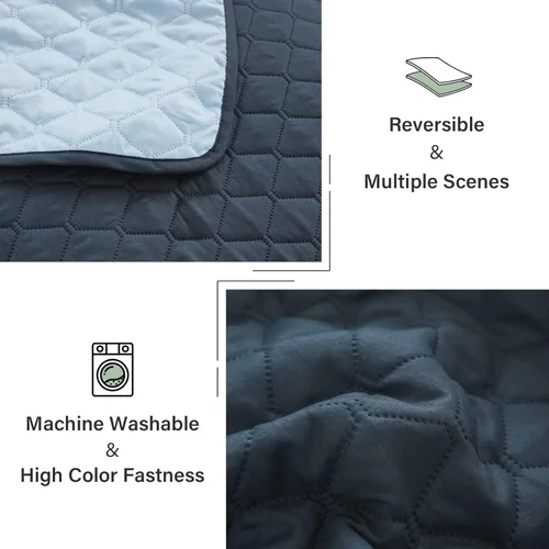 Miniatura 6 de Exclusivo Mezcla - Juego de edredón reversible con fundas de almohada, ligero, suave, para todas las estaciones, 90 x 96 pulgadas, tamaño Azul