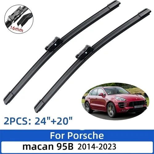 Miniatura 2 de Limpiaparabrisas LHD delantero compatible con Porsche Macan 95B 2014-2023 parabrisas ventana 24 + 20 pulgadas