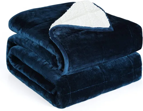 Miniatura 16 de Alomidds Manta con Peso para Adultos, Tamaño Twin 12 lbs Mantas con Peso, Manta Pesada con Forro Polar Suave y Brillante Reversible y Sherpa Cálido