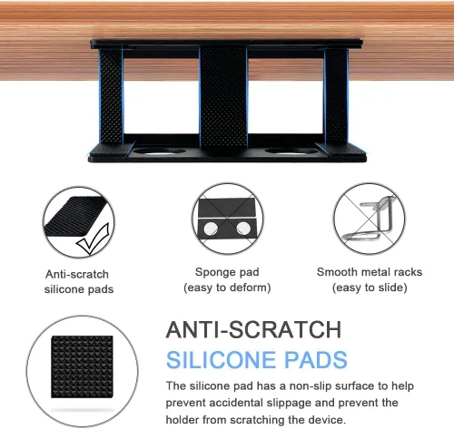 Miniatura 4 de IFCASE Soporte para laptop debajo del escritorio con adhesivo y tornillo, soporte de aluminio duro debajo del escritorio para laptop, Mac mini