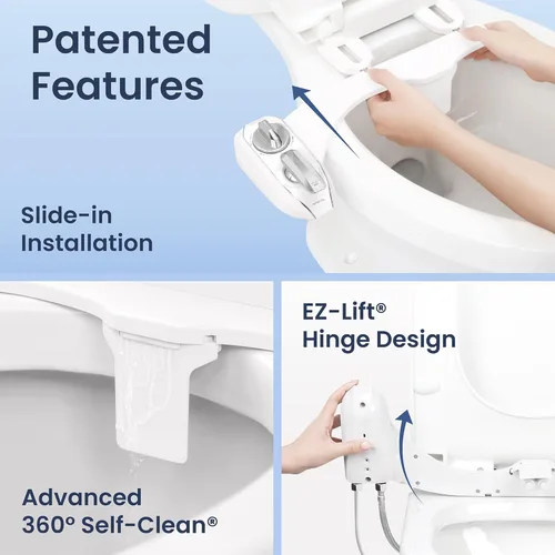 Miniatura 3 de LUXE Bidet NEO 320 Plus - Agua caliente, boquilla dual, accesorio de bidé no eléctrico para asiento de inodoro, instalación patentada de Cromo