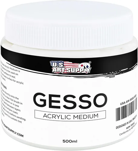 Miniatura 8 de U.S. Art Supply imprimación de gesso negro - 16.9 oz (500 ml) para pintura al óleo y acrílica - Cobertura superior, preparación de lienzo, pintura
