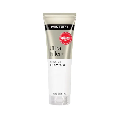 John Frieda ULTRAfiller+ Champú espesante para cabello fino y adelgazante, champú voluminizador con biotina y ácido hialurónico, 8.3 fl oz