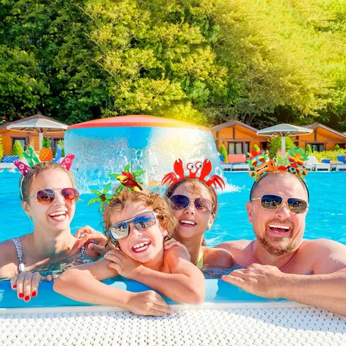 Miniatura 4 de Capoda 16 piezas de diademas de fiesta hawaiana de fieltro, adornos de cabeza de luau, adornos Tiki Aloha para suministros de regalos de fiesta