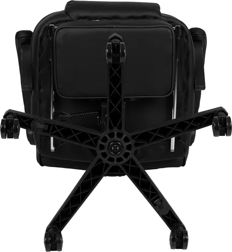 Miniatura 9 de EMMA + OLIVER Silla ergonómica negra para videojuegos, respaldo/brazos, reposapiés, masaje lumbar