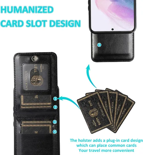 Miniatura 4 de Asuwish Funda de teléfono para Samsung Galaxy S22 Plus/S22+ con protector de pantalla de vidrio templado y tarjetero para tarjetas de crédito, Negro