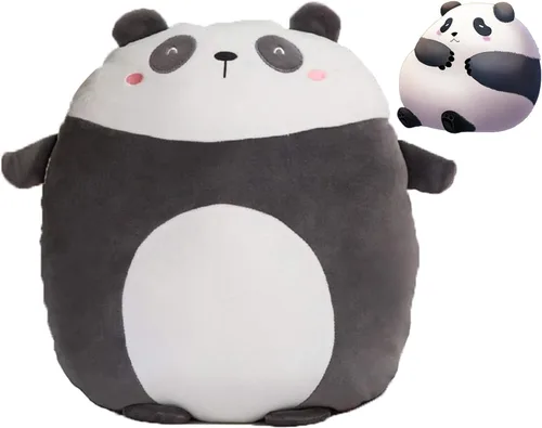 Suave almohada plana de peluche de panda para abrazar, lindo animal de peluche de panda negro, juguetes de peluche para niños, cojín de anime para