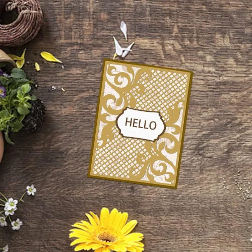 Miniatura 4 de Hying Troqueles de corte de marco de flores y hojas para hacer tarjetas, marco rectangular troquelado, cuadrícula hueca a cuadros, plantillas