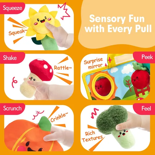 Miniatura 4 de hahaland Juguetes para bebés de 6 a 12 meses – Frutas Verduras Jardín Planta Granja Peluche 6 Month Old Montessori Sensory Toys Carrot Flower with