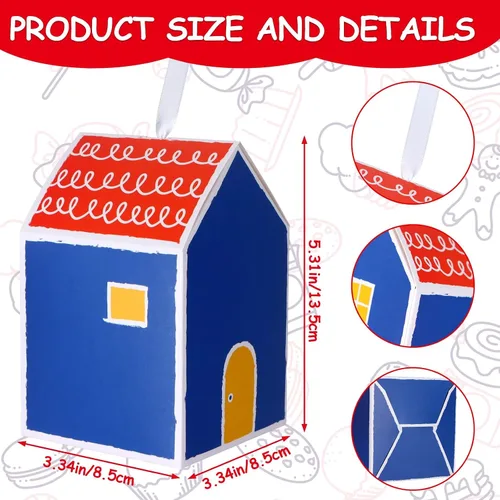 Miniatura 2 de Haomian 20 cajas de regalo con forma de casa, cajas de casa para golosinas, soportes para dulces para postres, soportes de galletas elegantes