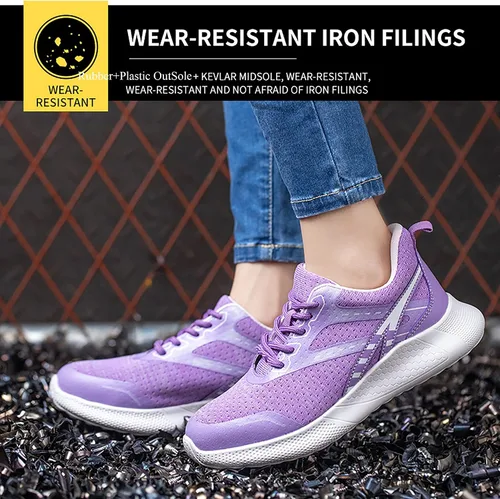 Miniatura 6 de Zapatos de seguridad para hombre con puntera de acero, zapatillas de trabajo ligeras, transpirables, antideslizantes, resistentes a pinchazos