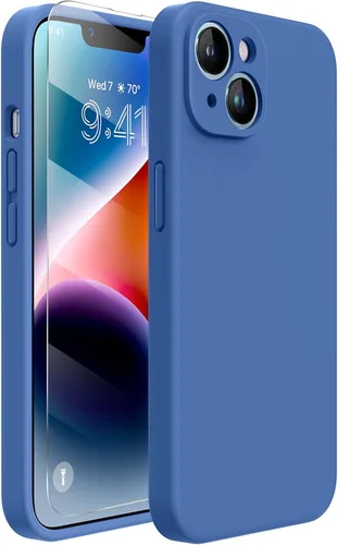 Miniatura 202 de Miracase Funda diseñada para iPhone 13, con protector de pantalla de vidrio templado, forro de microfibra suave antiarañazos, funda de goma