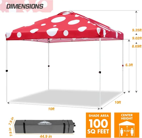 Miniatura 141 de EAGLE PEAK Tienda de campaña desplegable con bolsa de transporte con ruedas, 8 estacas, 4 cuerdas, 4 bolsas de peso, toldo de tienda de campaña